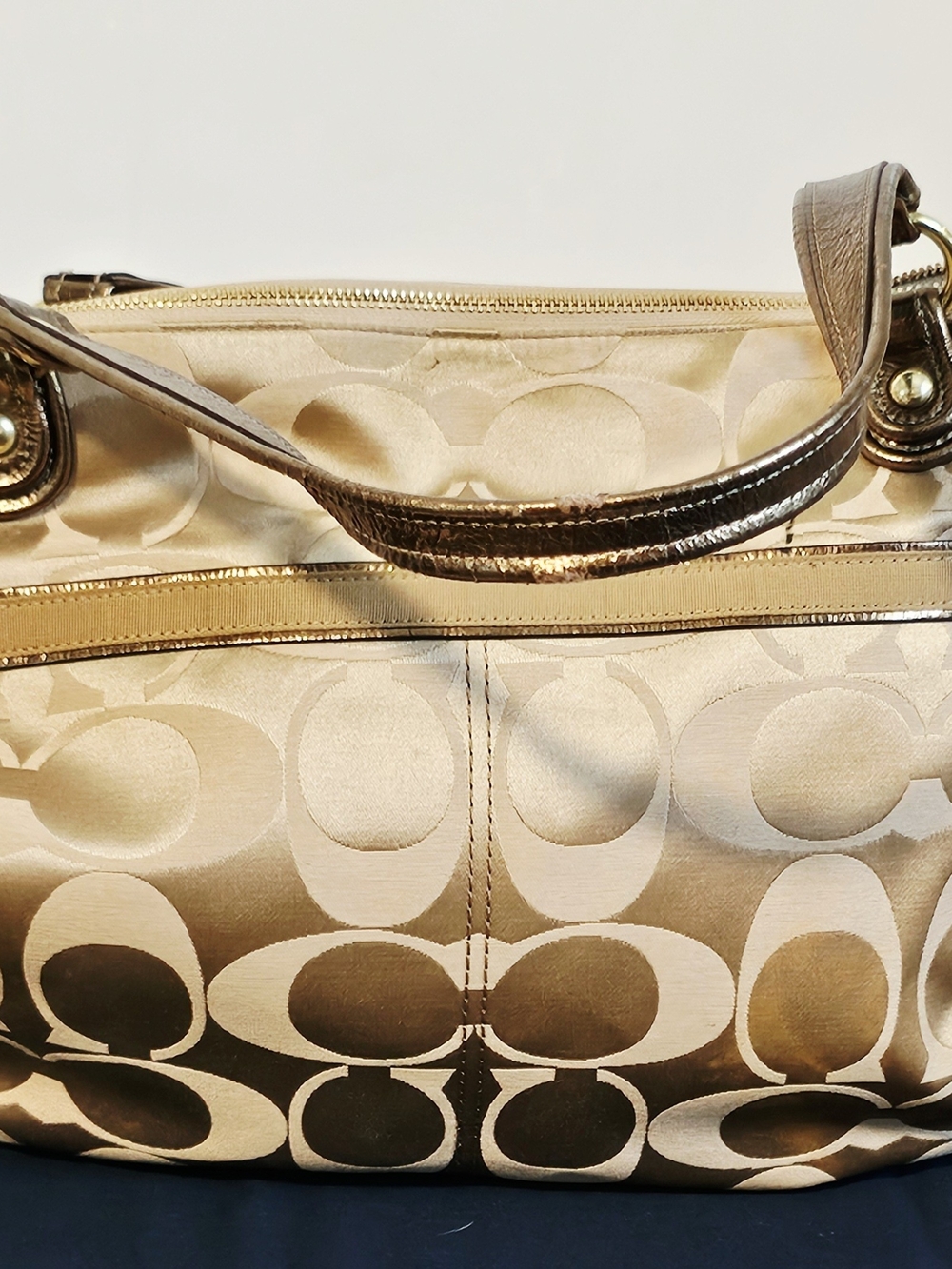 Coach Metallic Gold Signature Tote Bag - Picture 2 of 9